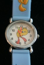 NOS child&#39;s Tweedy Bird quartz wristwatch with 3-D light blue rubber strap - $14.85