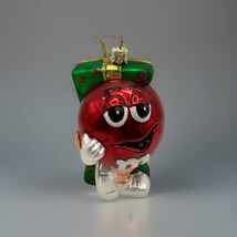Red M&amp;M&#39;s Glass Christmas Ornament by Kurt Adler Red Present 5” Tall - $13.96