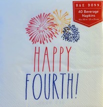 Rae Dunn U.S.A. USA Patriotic Memorial Day 4th of July 40ct Beverage Napkins NEW - £7.43 GBP