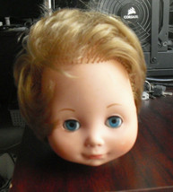 Vintage 1978 Vinyl Fisher Price Blonde Hair Girl Doll Head  4 1/2&quot; Tall - £14.24 GBP