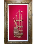 Original Batik String Art Scroll &amp; Framed Carved Wood Han Palace Art Co ... - $104.72 CAD