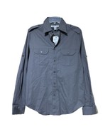 Kenneth Cole Mens Gray Button Long Sleeve 2-Pocket Shirt Size Small New - $14.99