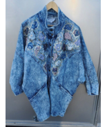 1980s Bennington&#39;s New York Acid Wash Embellished Denim Jacket Ladies SM... - £35.57 GBP