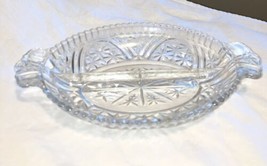 Vintage Clear Glass Oval Divided Dish - 2 Section  Relish Nuts  Candy ci... - $15.17