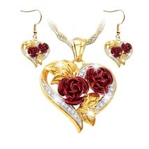 1/3pcs/Set of Rose Flower Jewelry Set for Women Rose Flower Necklace Earrings fo - £18.79 GBP