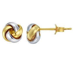 Precious Stars 14k Two-tone Gold 8 mm Love Knot Earring Studs - £105.28 GBP