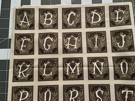 Alphabet-Black Forrest-wheat-4 approx 12x12 squares x 42- Cotton- by Dea... - $2.98