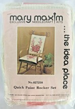 Mary Maxim Needlecraft Kit Quick Point Rocker Set Pink Rose Colored Flowers Yarn - $105.29