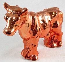Pre-Owned Metallic Orange Copper Ceramic Cow Figurine, About 5-1/2&quot; Tall - $10.99