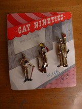 Vintage Set of 3 Gay Nineties Pins -- Clasp on Middle Figure Missing Part  - £10.26 GBP