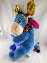 Eeyore w Reindeer Headband &amp; Christmas Bells Disney Store VERY SOFT &amp; CL... - $13.85