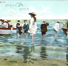 Bathers On The Shore Indian Point Maine Postcard Vintage Antique - £7.81 GBP