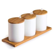 Ceramic Sugar Bowls With Bamboo Lids And Spoons-June Sky Muti-Functional... - $45.99