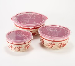 Temp-tations Floral Lace Set of 3 Basketweave Bowls - £155.44 GBP