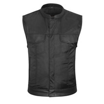 MOTORCYCLE CLUB VEST STYLE LEATHER ACCENTS TEXTILE VEST - £58.73 GBP