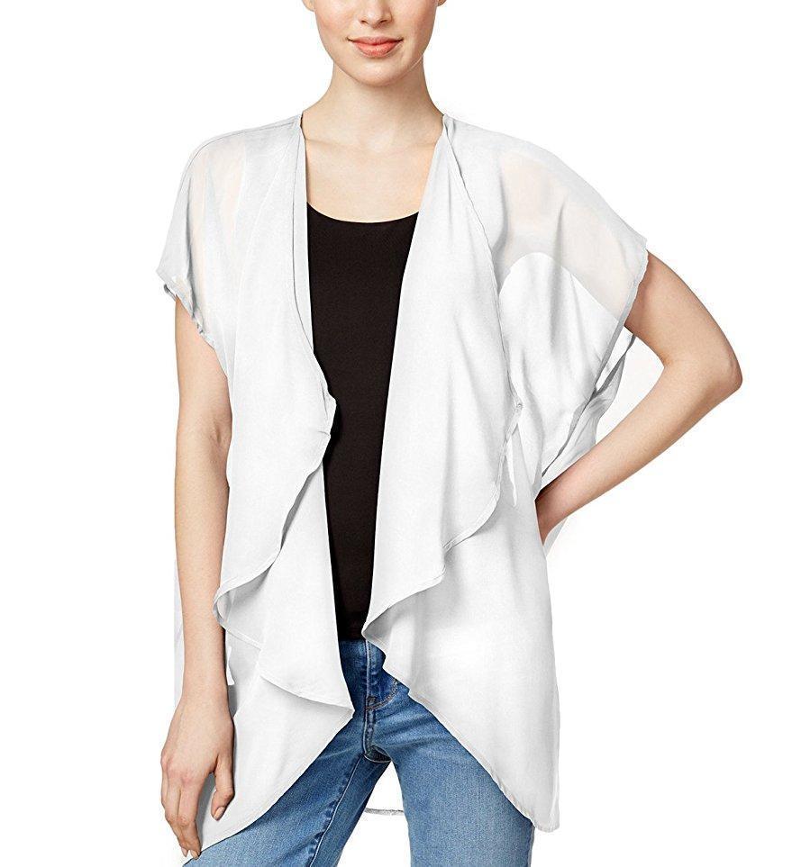 Collection Xiix Solid Cap Sleeve Kimono White - $14.84