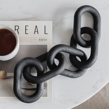 Peakoly Wood Chain Link Decor - Modern Coffee Table Decor Items, Black Chain - £35.95 GBP