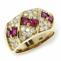 Vintage Ruby Cocktail Ring with Diamonds in 14k Yellow Gold Over 2.25Ct - £80.79 GBP