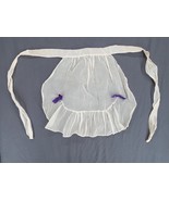 VTG MCM Sheer Beige Purple Bows Organza Half Apron Cooking Baking Kitchen - $11.39