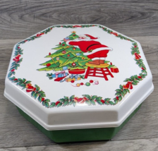 Vintage Ullman Co Christmas Cookie Container PLASTIC Santa, Christmas Tree - £7.77 GBP