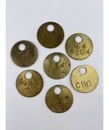 Vintage Round Brass Tool Check Locker ID Seven 7 Tags Plate Key Ring FOR... - £32.91 GBP