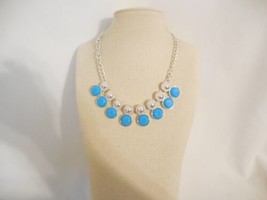 Charter Club Silver Tone Multi-Stone Large Link Collar Necklace F559 $34 - $16.31