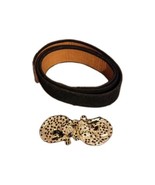 1973 Mimi Di N Silver Tone Metal 3 3/4&quot; Two Piece Buckle Leopard Cubs Bl... - $77.10 CAD
