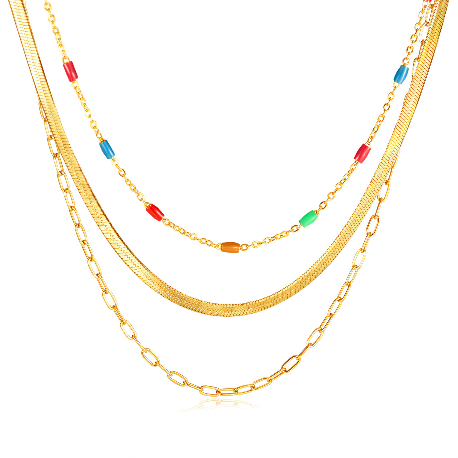 Light Luxury Color Epoxy Accessory/Jewelry High-Grade Twin Snake Bones Chain Tit - $20.00