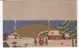 Vintage Postcard Christmas Men Carry Sedan Chair in Snow to House Unusua... - £7.00 GBP