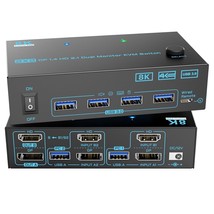 8K Displayport 1.4 + HDMI 2.1 Dual Monitor KVM Switch 2 Monitors 2 Compu... - $1,757.03 MXN