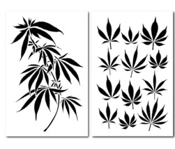 2PK Painting Stencils Camouflage Airbrush Craft cannabis Marijuana Pot l... - $12.99