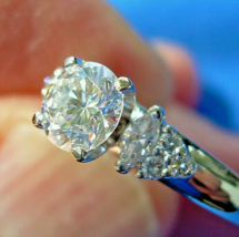 Earth mined Diamond Deco Engagement Ring Elegant Design 14k White Gold Solitaire - £4,127.05 GBP