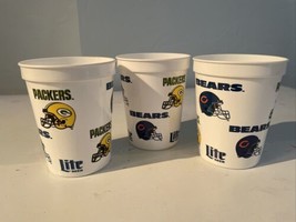 Green Bay Packers Chicago Bears Nfc Feud Miller Lite Cups Lot Of 3. DC-17 - £10.06 GBP