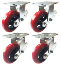 6&quot; X 2&quot; Shock Absorbing Casters - 2 Swivels Brakes &amp; 2 Rigids Brakes - £307.68 GBP