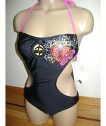 NEW HOT SPLIT 1 PIECE KEYHOLE BLING MONOKINI S  - $31.11 CAD
