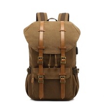 Outdoor Wear Resistant Canvas Men Backpack 2022 New Multifunctional Usb Large Ca - £78.11 GBP