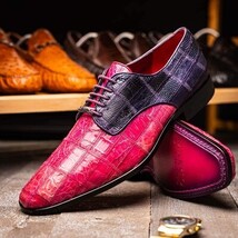 Pissa Genuine Caiman Lizard Patchwork Derby Shoe Pink/Purple image 6