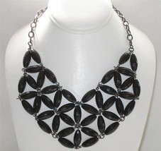 Fashion Choker Necklace Glossy Faceted Black Bead Design - £7.83 GBP