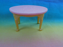 2010 Mattel Small Plastic Princess Dollhouse Pink & Gold Table w/ Sun Relief - $2.51