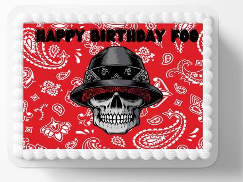 Homeboy Skull Happy Birthday Foo Happy Birthday Cholo Edible Cake Toppe Cake Top - $16.47