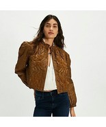 NWT FREE PEOPLE Quinn Quilted Crop Jacket $198 LARGE Bronze/Brown Patching - $183.91 CAD