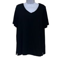 Chico&#39;s Womens 2 Large Black Ultimate Tee V Neck Lightweight TShirt Top - £18.56 GBP