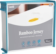 Lucid Premium Rayon From Bamboo Jersey Mattress Protector - Ultra Soft -, Queen - £31.36 GBP