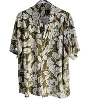 Boca Classics Hawaiian Aloha Shirt Tan Beige Hibiscus Floral 100% Silk Men&#39;s XL - £13.45 GBP