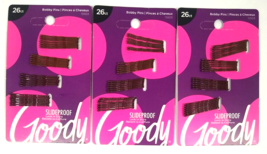 Lot of 3 Goody Women&#39;s Color Collection Mini Metallic Bobby Pin Slide Brn 26 ea - £12.57 GBP