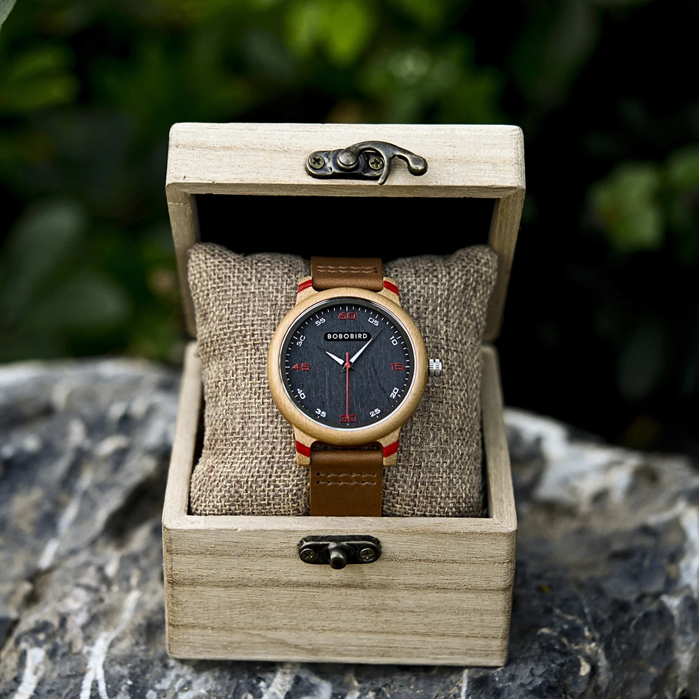 BOBO BIRD Bamboo   Men Top  Personality Wristwatch for Him Valentine&#39;s Day Gifts - £94.34 GBP