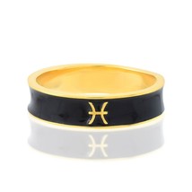 Pisces Zodiac Sign Ring - Personalized 5mm Wide Enamel Ring - Astrology Band - £41.68 GBP