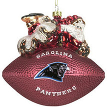 Carolina Panthers Ornament 5 1/2 Inch Peggy Abrams Glass Football CO - $36.99