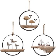 Wooden &amp; Metal Nautical Decor Hanging Wood Nautical Decoration Home Wall... - £54.54 GBP