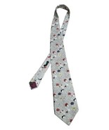 Men&#39;s Necktie Tie Vintage Retro Grey  White Floral Fine&#39;s Men&#39;s Shops It... - £7.78 GBP